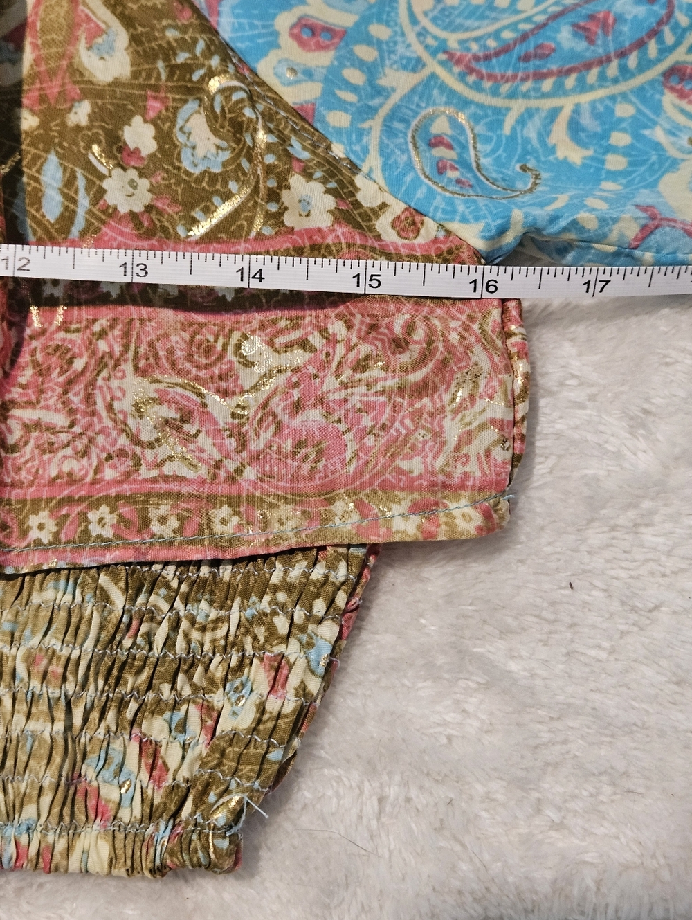 NEW Bohemian Wide Leg Pants Crop Top Set Size OS Blue Summer Feminine Paisley - Picture 7 of 11
